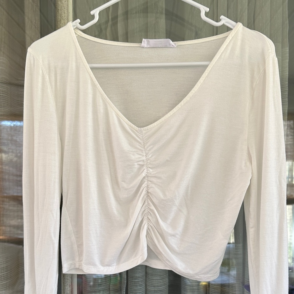 Double Zero White Ruched Women's Top